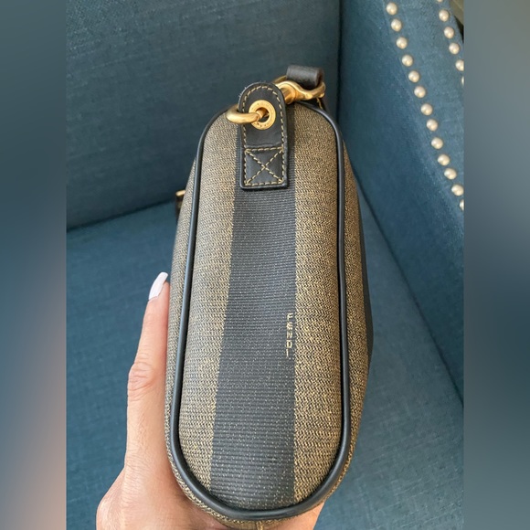Vintage FENDI Pequin Coated Canvas Striped Crossbody Shoulder Handbag Purse - Picture 10 of 16